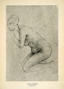 1919 Halftone Print Bernard Naudin Nude Study Sketch Tranchee Figure French XAJ1