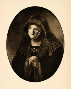 1907 Photogravure Rembrandt Mother Portrait Portraiture Woman Victorian XAJ3