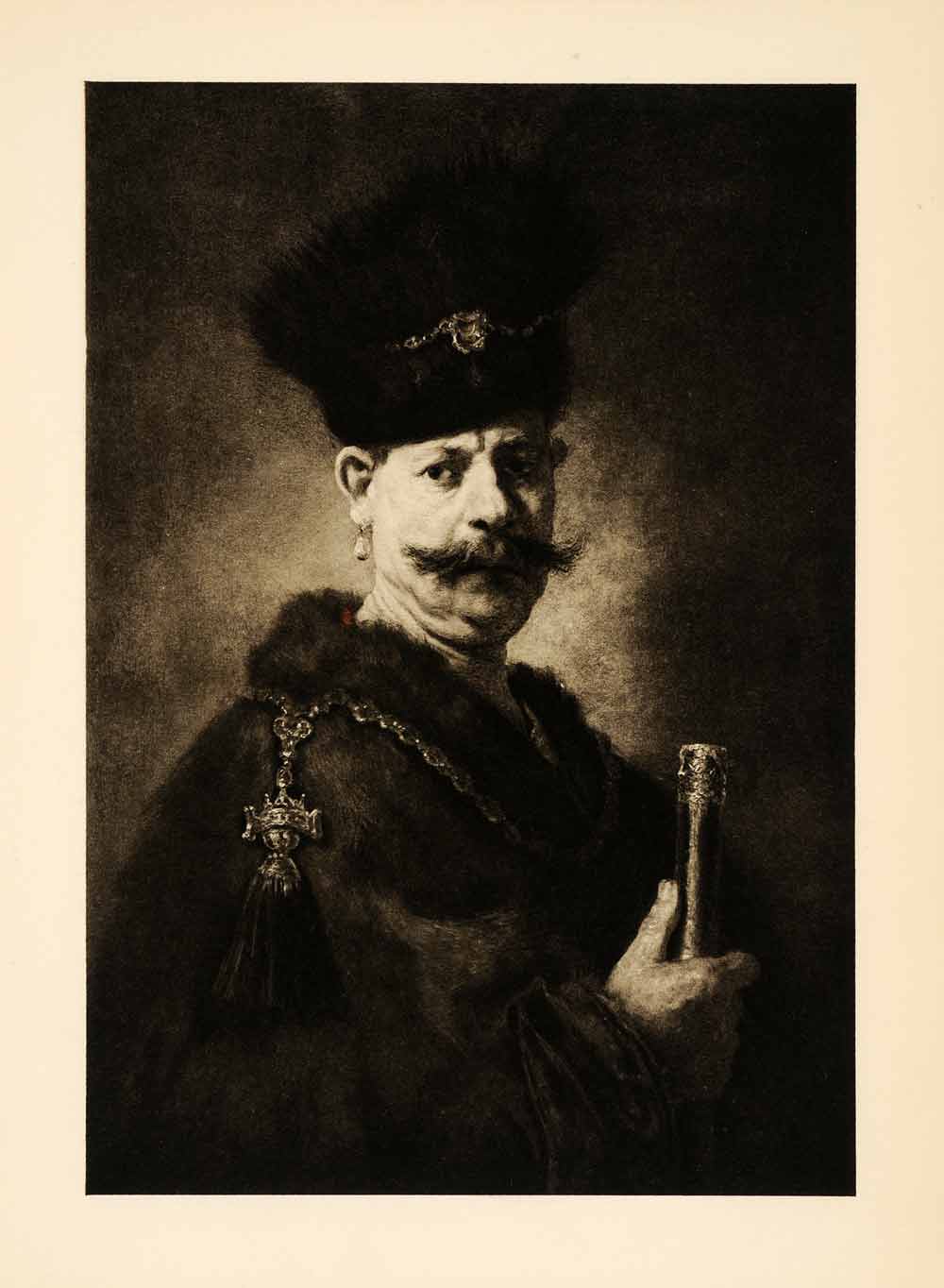 1907 Photogravure Portrait Sobieski Rembrandt Dutch Noble Baroque Polish XAJ3