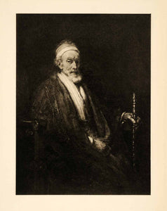 1907 Photogravure Portrait Old Man Rembrandt Dutch Artist Baroque XAJ3