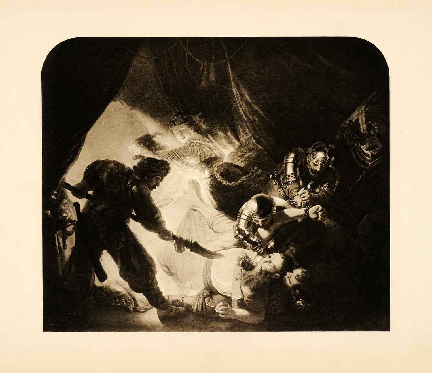 1907 Photogravure Blinding Samson Religion Rembrandt Baroque Warrior XAJ3