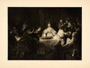 1907 Photogravure Samson Marriage Feast Celebration Rembrandt Dutch Art XAJ3