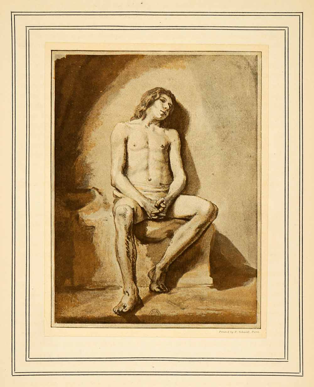 1907 Tipped-In Print Life Study Man Pen Wash Rembrandt Dutch Artist XAJ3