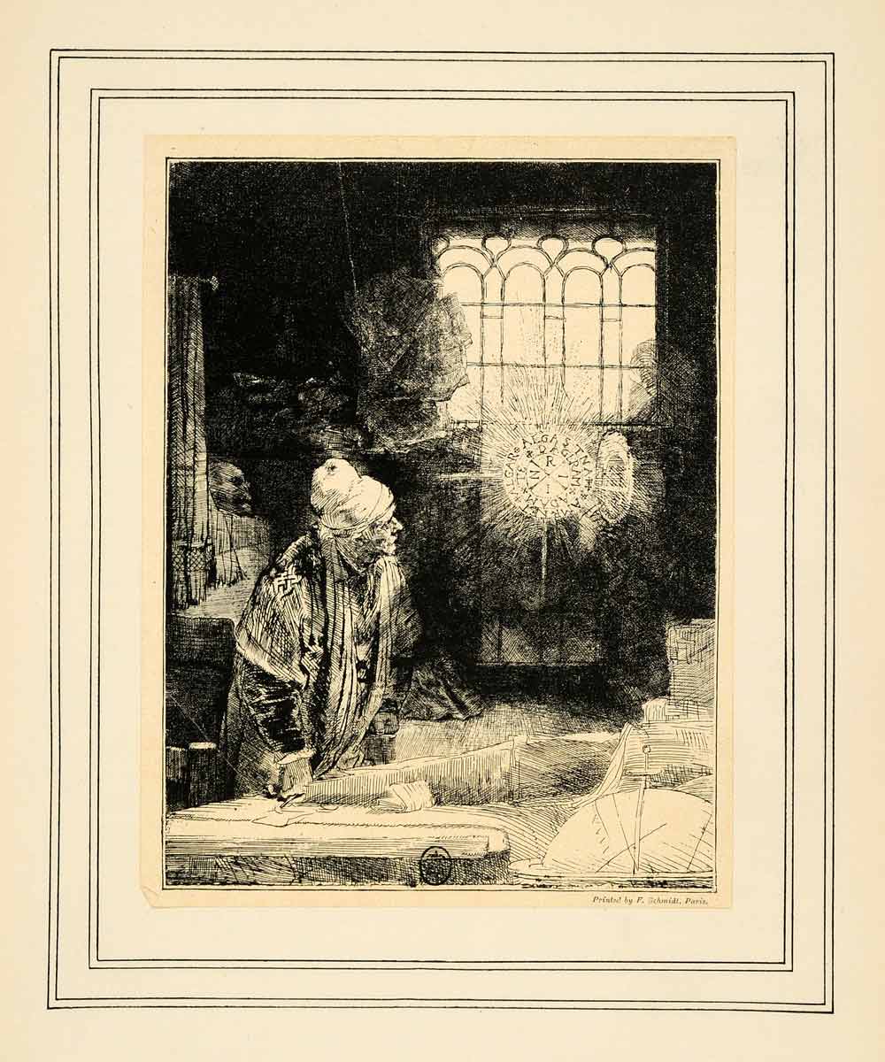 1907 Tipped-In Print Dr. Faust Theater Scientist Rembrandt Dutch Artist XAJ3