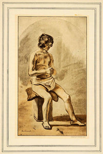 1907 Tipped-In Print Young Man Study Life Wash Rembrandt Dutch Artist XAJ3
