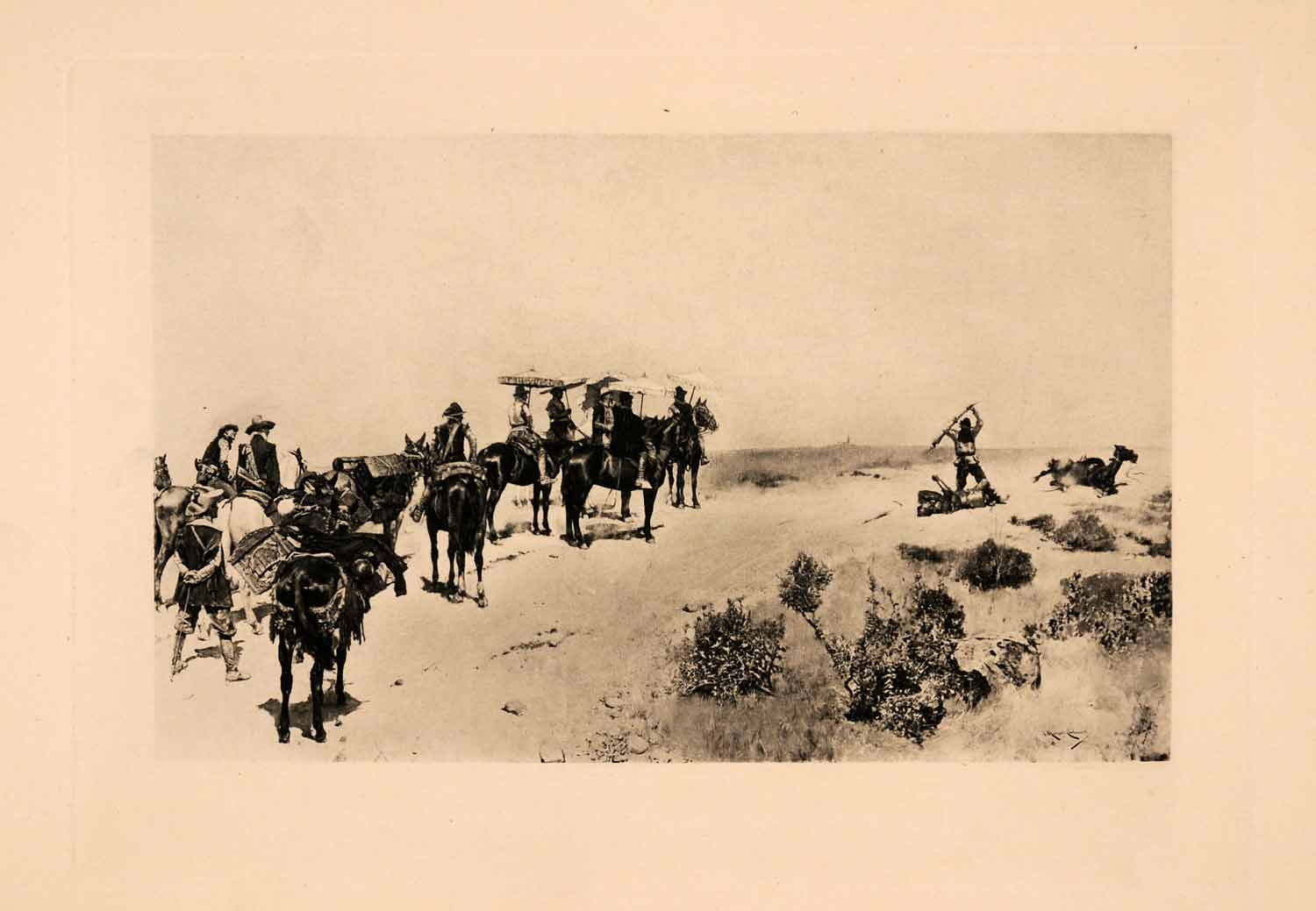 1908 Photogravure Jose Moreno Carbonero Art Don Quixote Merchants Horse XAJ4