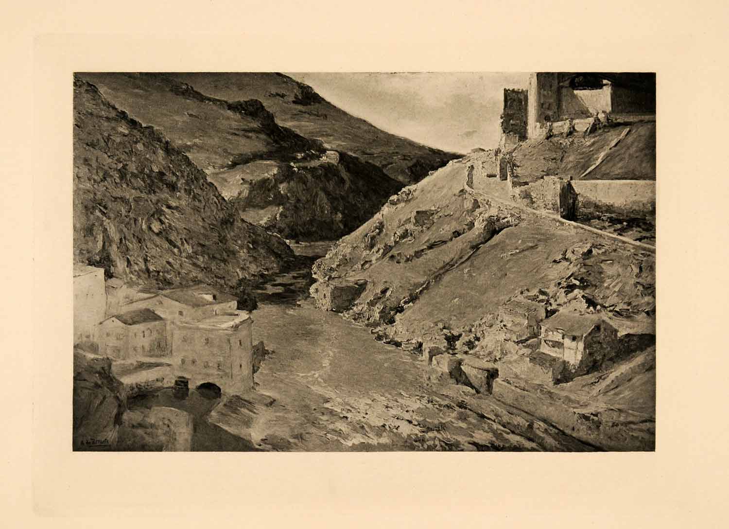 1908 Photogravure Tagus River Iberian Peninsula Spain Landscape A. Moret XAJ4
