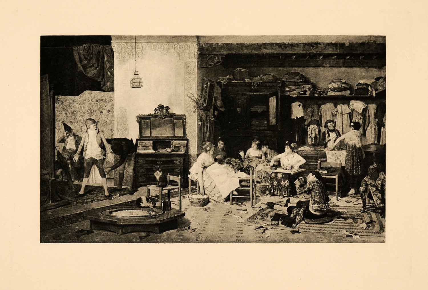 1908 Photogravure Luis Jimenez Art Tailor Shop Tailoring Handicraft XAJ4