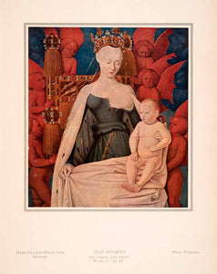 1939 Tipped-In Print Jean Fouquet Virgin Child Christ Angel Breast XAJ6