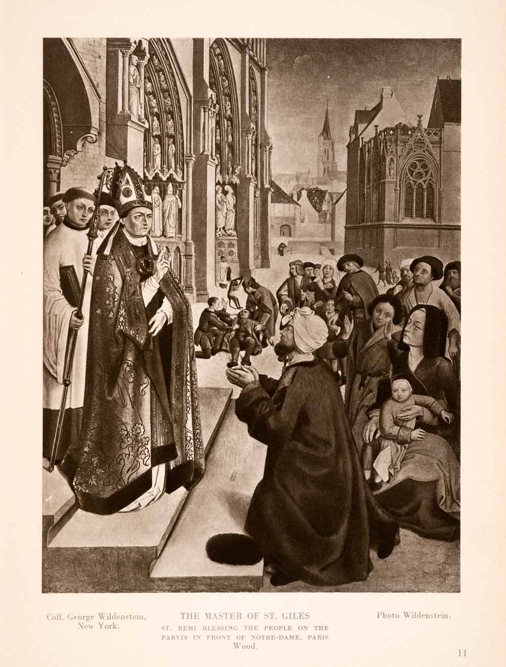 1939 Photogravure Saint Remi Blessing Notre Dame Paris Mitre Master Giles XAJ6