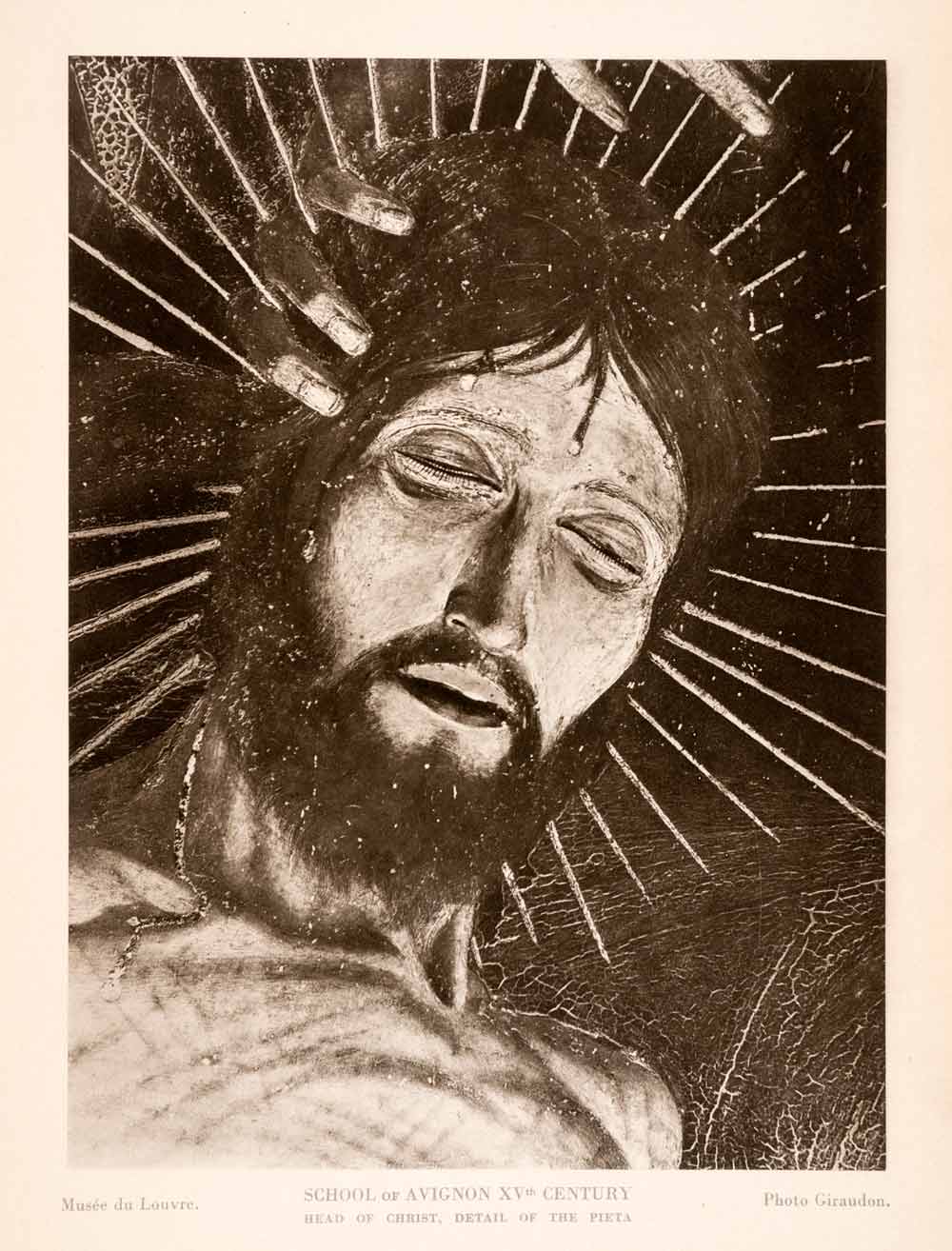 1939 Photogravure Detail Pieta Villeneuve-les-Avignon Christ Portrait XAJ6