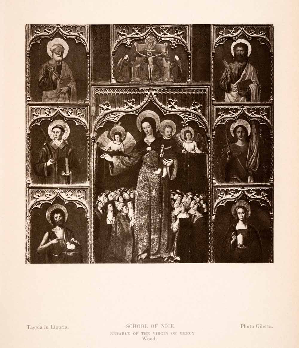 1939 Photogravure Retable Reredos Virgin Mary Mercy Christ Tracery XAJ6