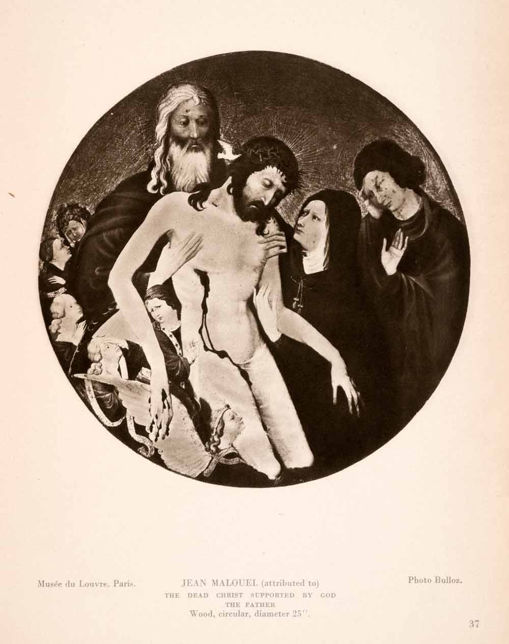 1939 Photogravure Jean Malouel Dead Christ God Father Mary Religious Louvre XAJ6