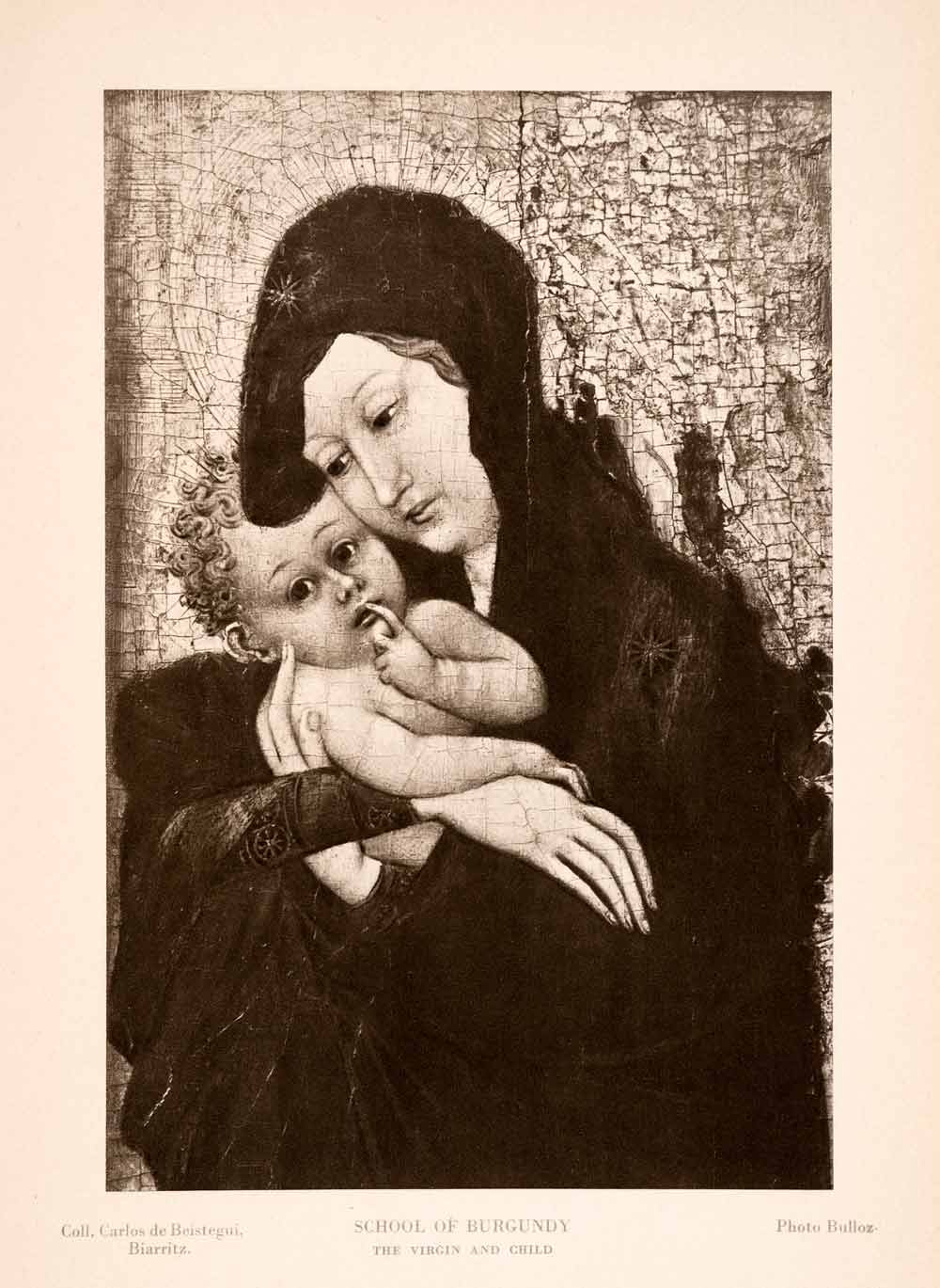 1939 Photogravure Virgin Mary Mother Christ Child Son Religious Art XAJ6