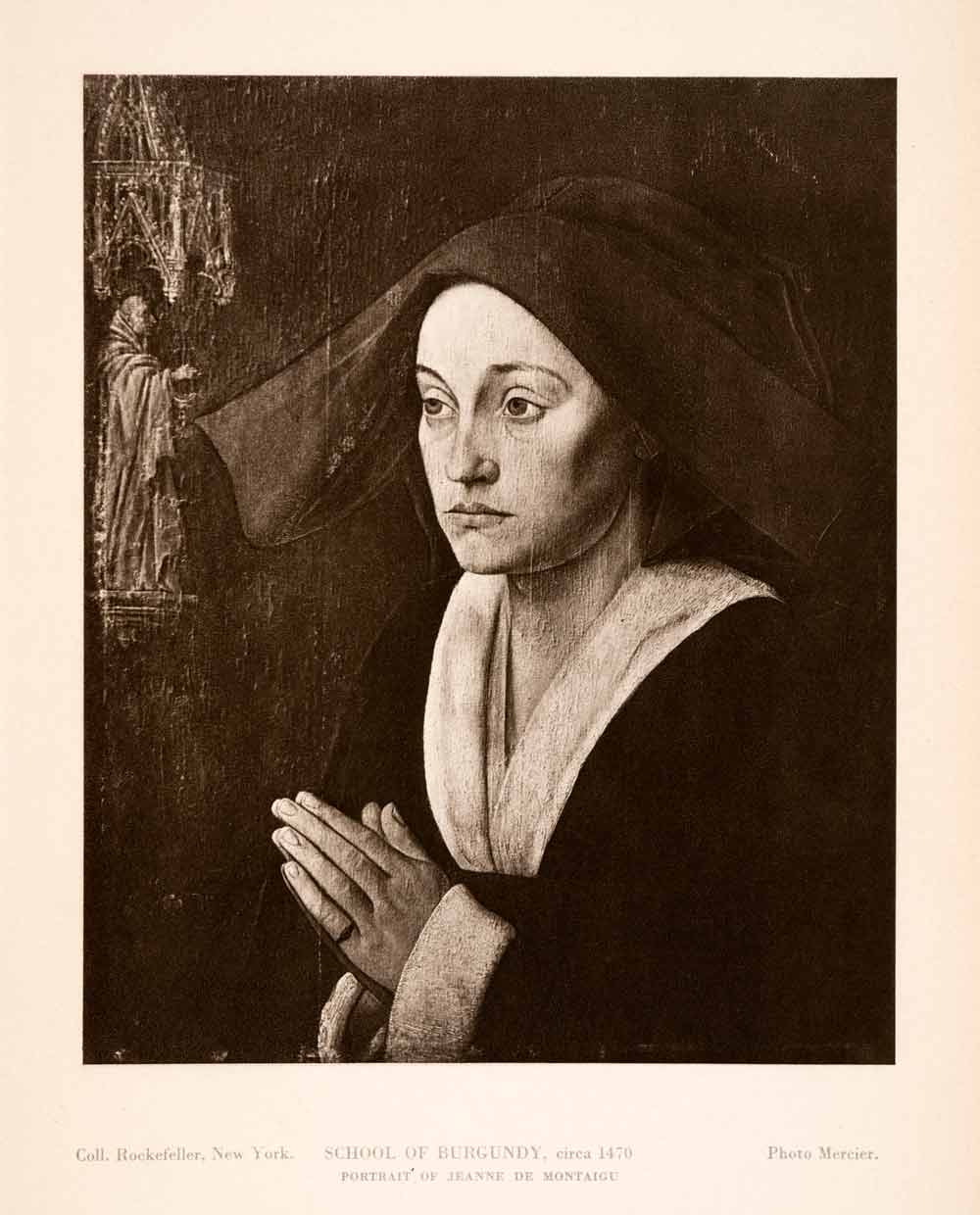 1939 Photogravure Jeanne Montaigu Portrait Prayer Costume Renaissance XAJ6