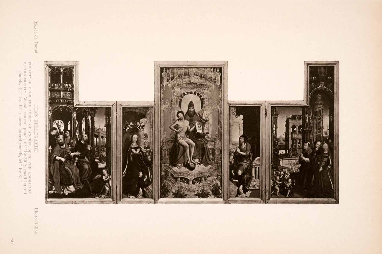 1939 Photogravure Jean Bellegambe Anchin Polytych Adoration Trinity XAJ6