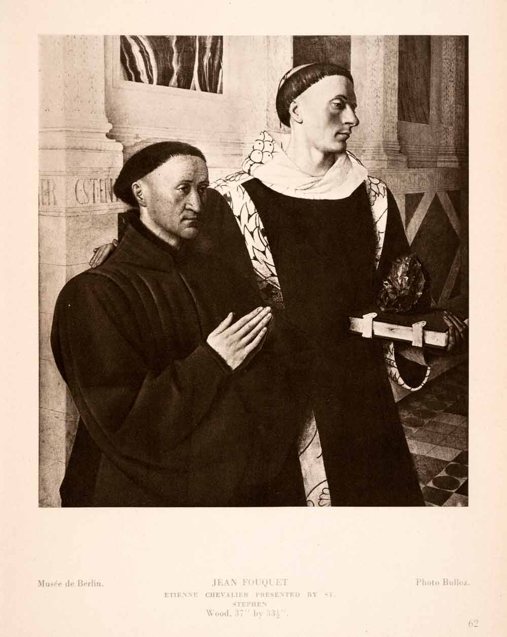 1939 Photogravure Jean Fouquet Etienne Chevalier Saint Stephen Religious XAJ6