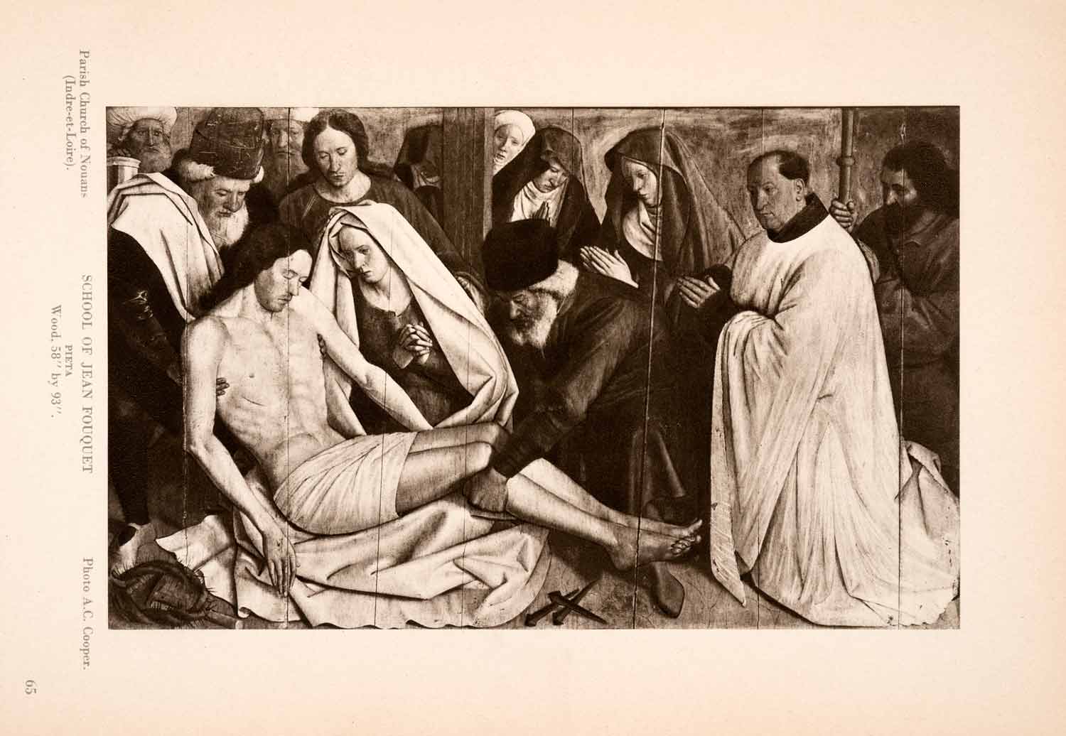 1939 Photogravure Jean Fouquet Pieta Nail Mary Jesus Corpse Religious Art XAJ6