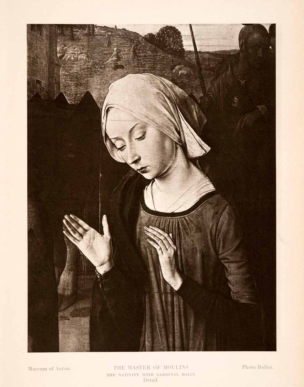 1939 Photogravure Jean Hey Moulins Nativity Virgin Mary Portrait Religious XAJ6