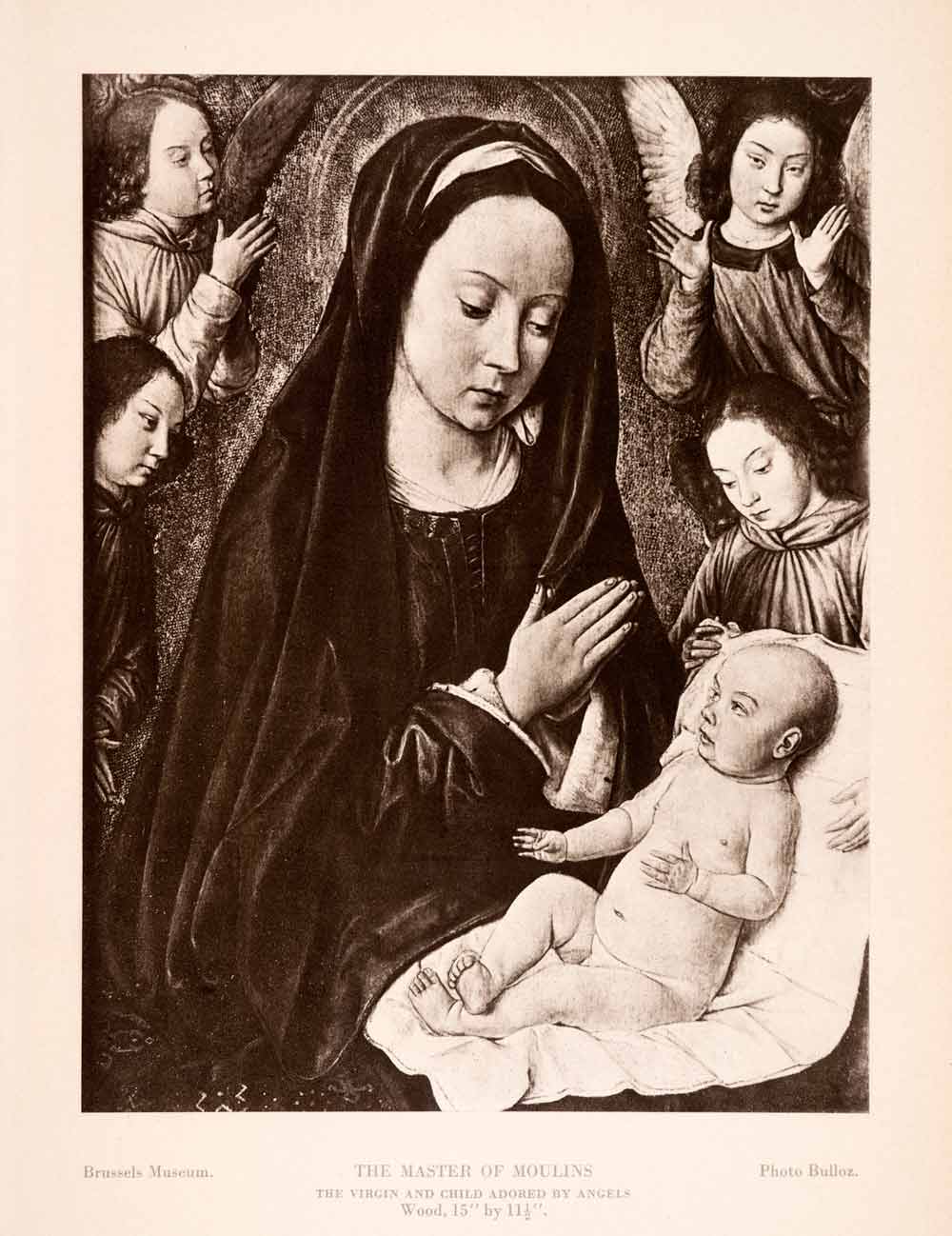 1939 Photogravure Jean Hey Master Moulins Virgin Christ Child Angels XAJ6