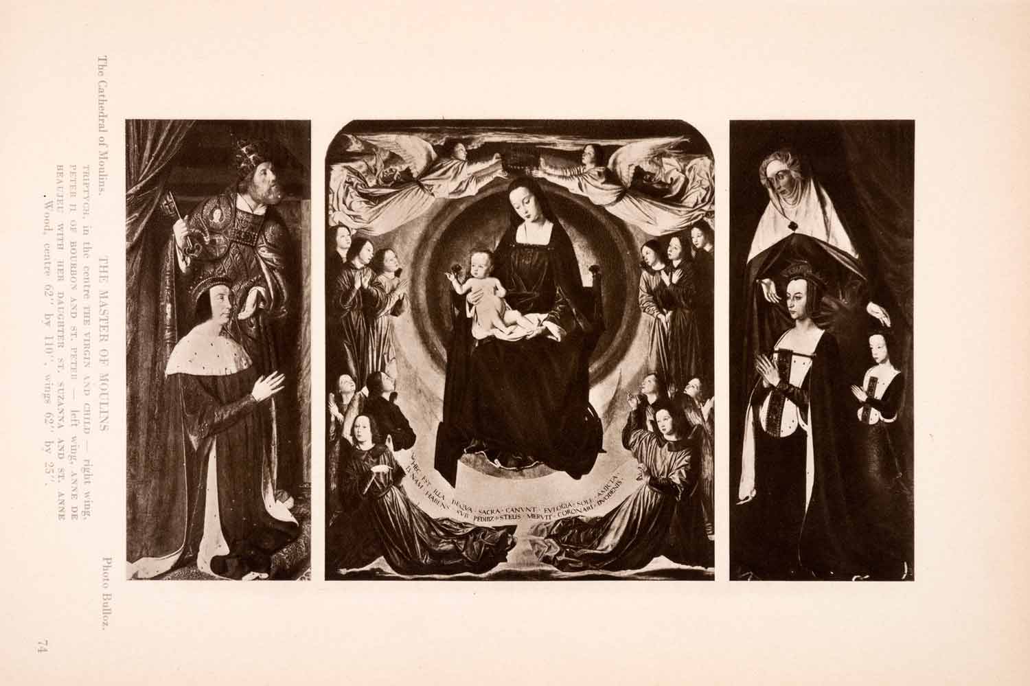 1939 Photogravure Jean Hey Master Moulins Triptych Peter Anne Suzanna XAJ6