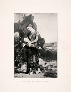1903 Print Woman Portrait Orpheus Lyre Head Landscape Maiden Mythology XAJ7