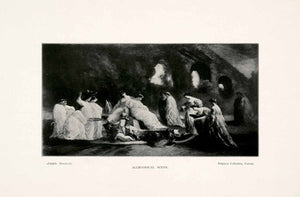 1903 Print Allegorical Scene Bridge Women Costume Ceremony France XAJ7