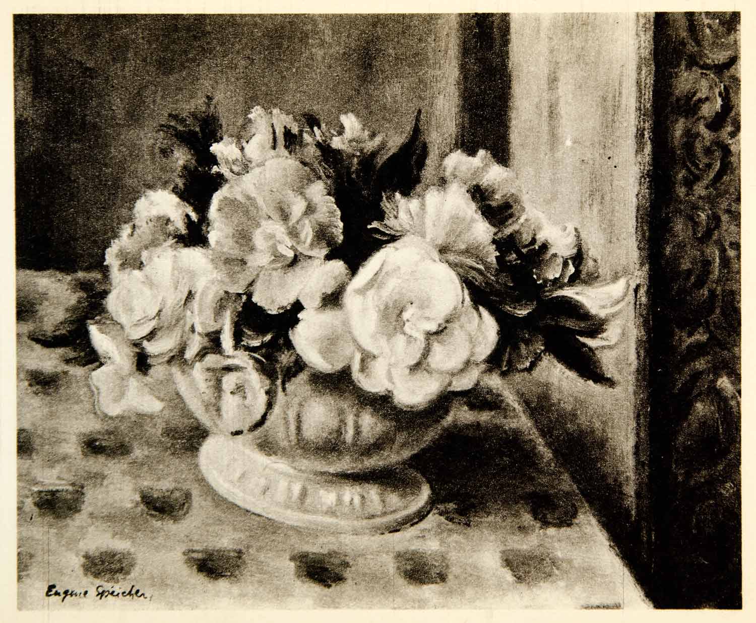 1945 Rotogravure Eugene Speicher Realism Art Begonias Flower Bouquet Still XAJA1
