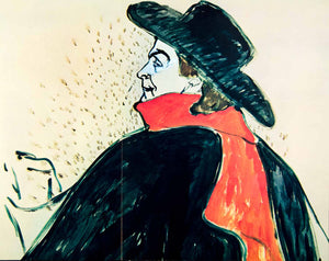 1964 Rotogravure Henri Toulouse-Lautrec Aristide Bruant Portrait Red Scarf XAJA6
