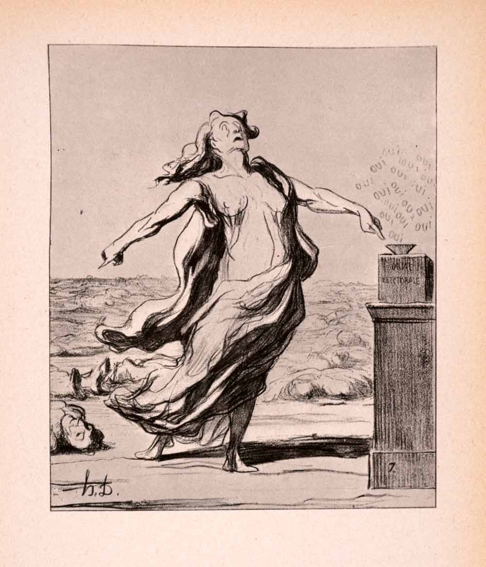 1946 Print Honore Daumier Killed Satire French Satirist Art Nude Breasts XAK1