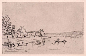 1946 Print Alfred Sisley Bank Loing Boat River France City Impressionism XAK1