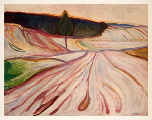 1958 Tipped-In Print Edvard Munch From Warnemunde Landscape Symbolist Color Art
