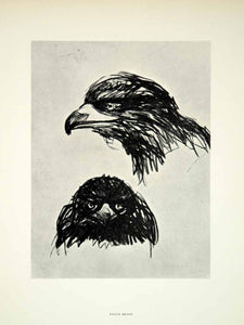 1958 Print Edvard Munch Eagle Heads Bird Symbolist Expressionist Wildlife Art