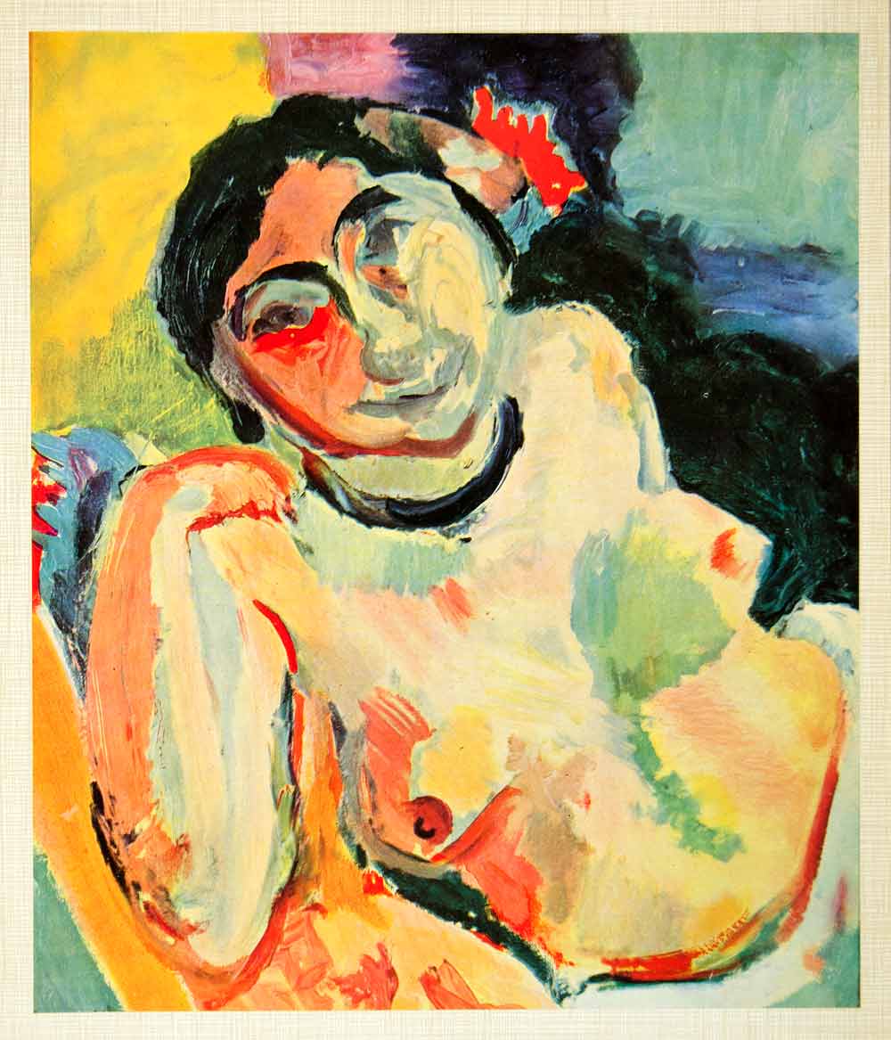 1958 Print Portrait Nude Woman Impressionism Henri Matisse Flower Gypsy Figure