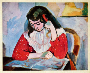 1958 Print Portrait Girl Read Liseuse Marguerite Lisant Henri Matisse Impression - Period Paper
