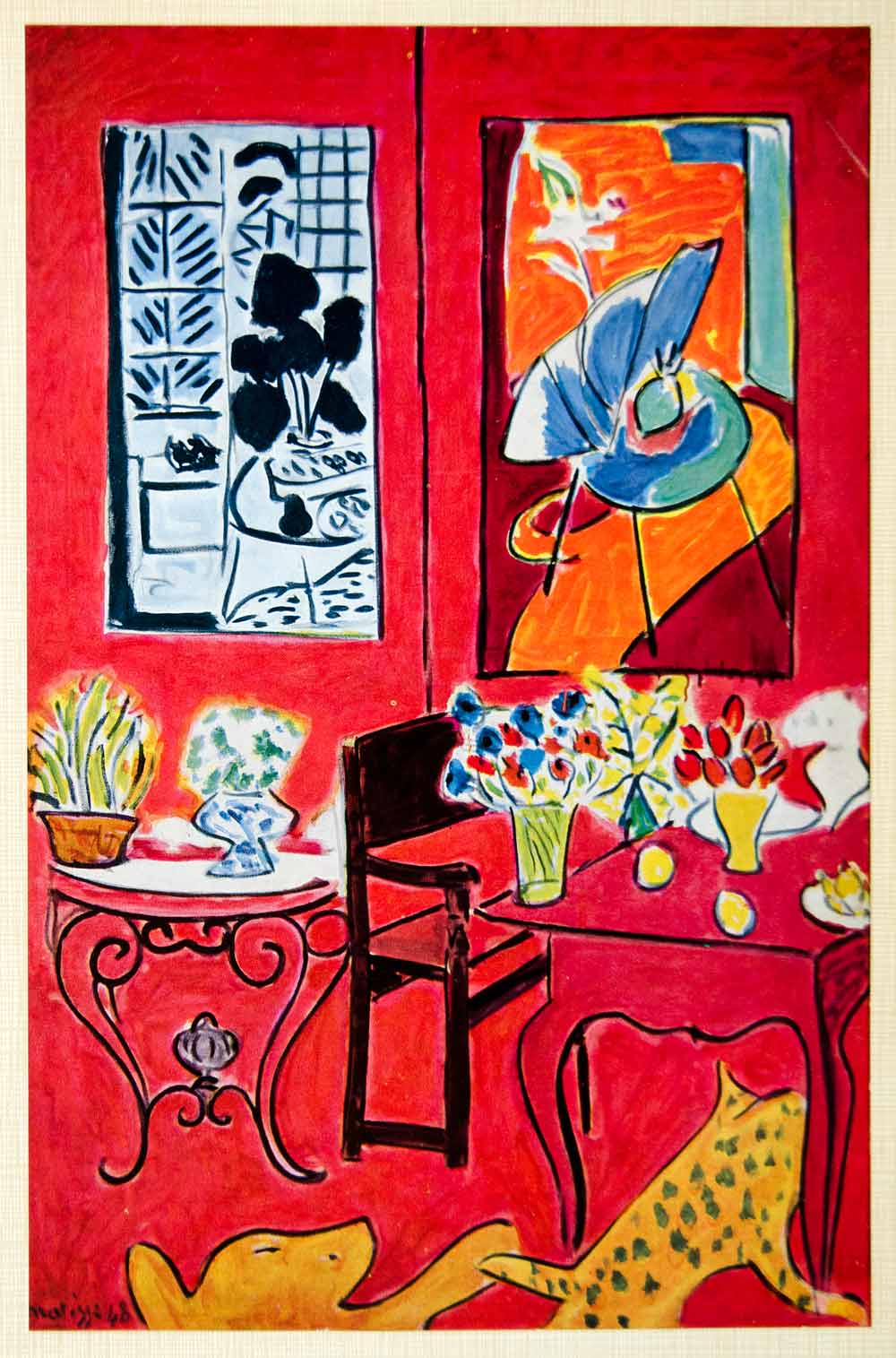 1958 Print Still Life Red Rouge Room Interior Furniture Henri Matisse Fauvism