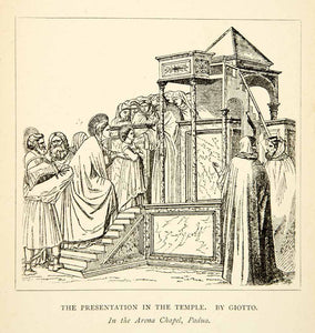 1889 Print Giotto Bondone Presentation Temple Biblical Scene Religious XAKA5
