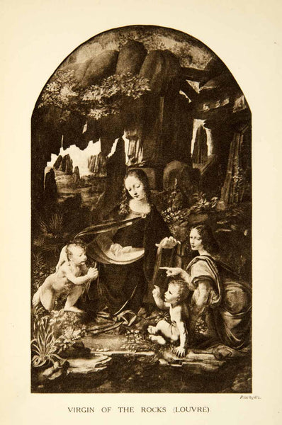 1915 Photogravure Virgin Rocks Leonardo Da Vinci Religious