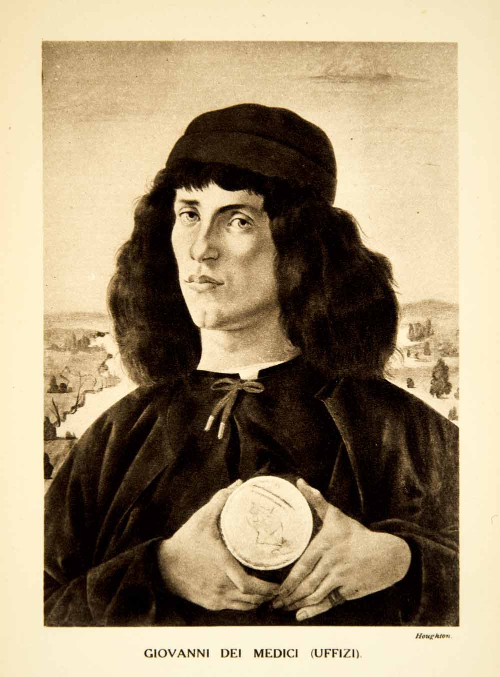 1915 Photogravure Giovanni Medici Uffizi Portrait Sandro Botticelli XAKA8