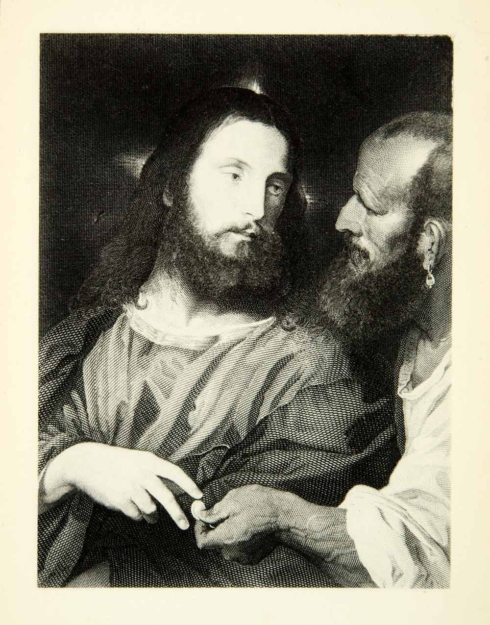 1878 Photogravure Titian Tribute Money Renaissance Art Jesus Christ XAKA9
