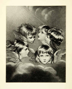 1878 Photogravure Sir Joshua Reynolds Heads Angels Grand Style Art XAKA9