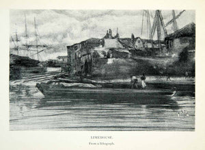 1904 Print Limehouse James McNeill Whistler Ship River Waterscape English XALA5