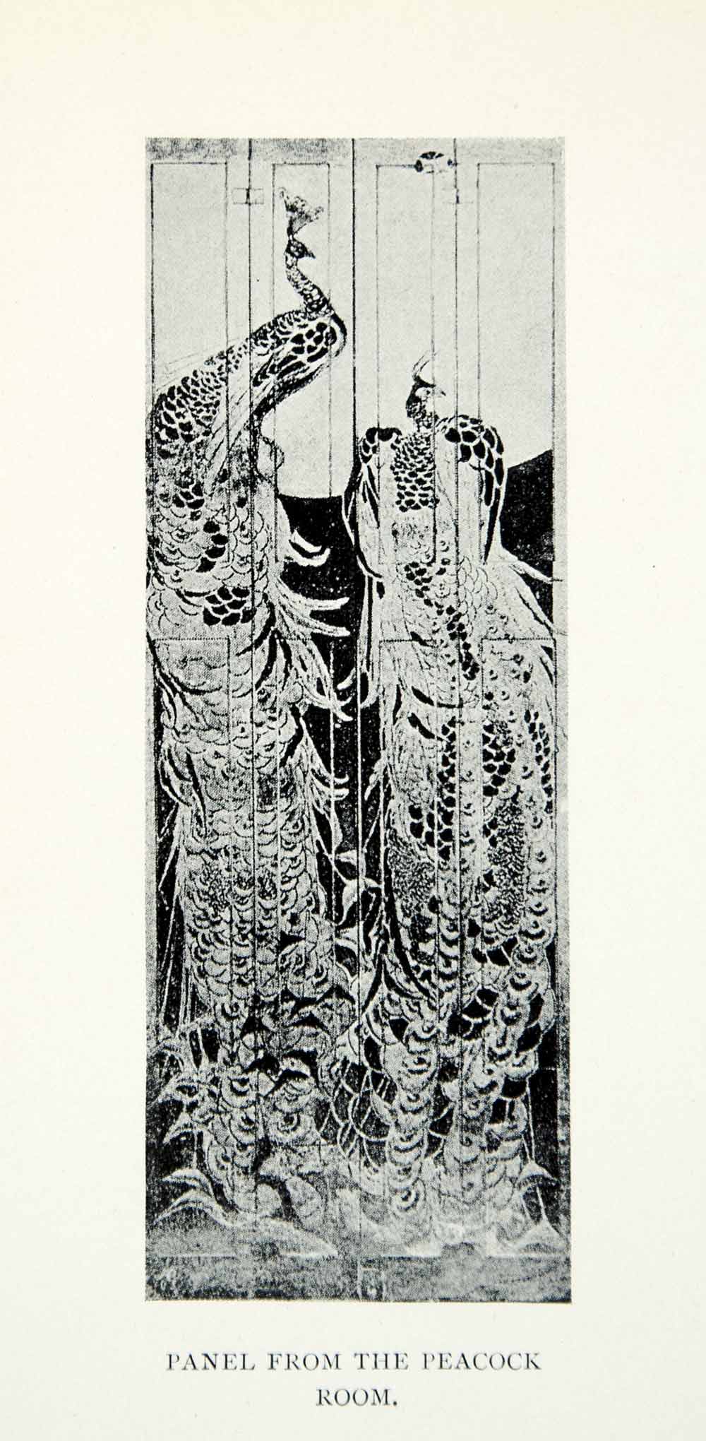 1904 Print Peacock Bird Feathers Tail James McNeill Whistler Prince's Gate XALA5