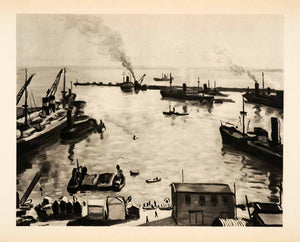 1939 Photogravure Albert Marquet Port Algiers Ocean Ships Dock Fauvism Art XAM1
