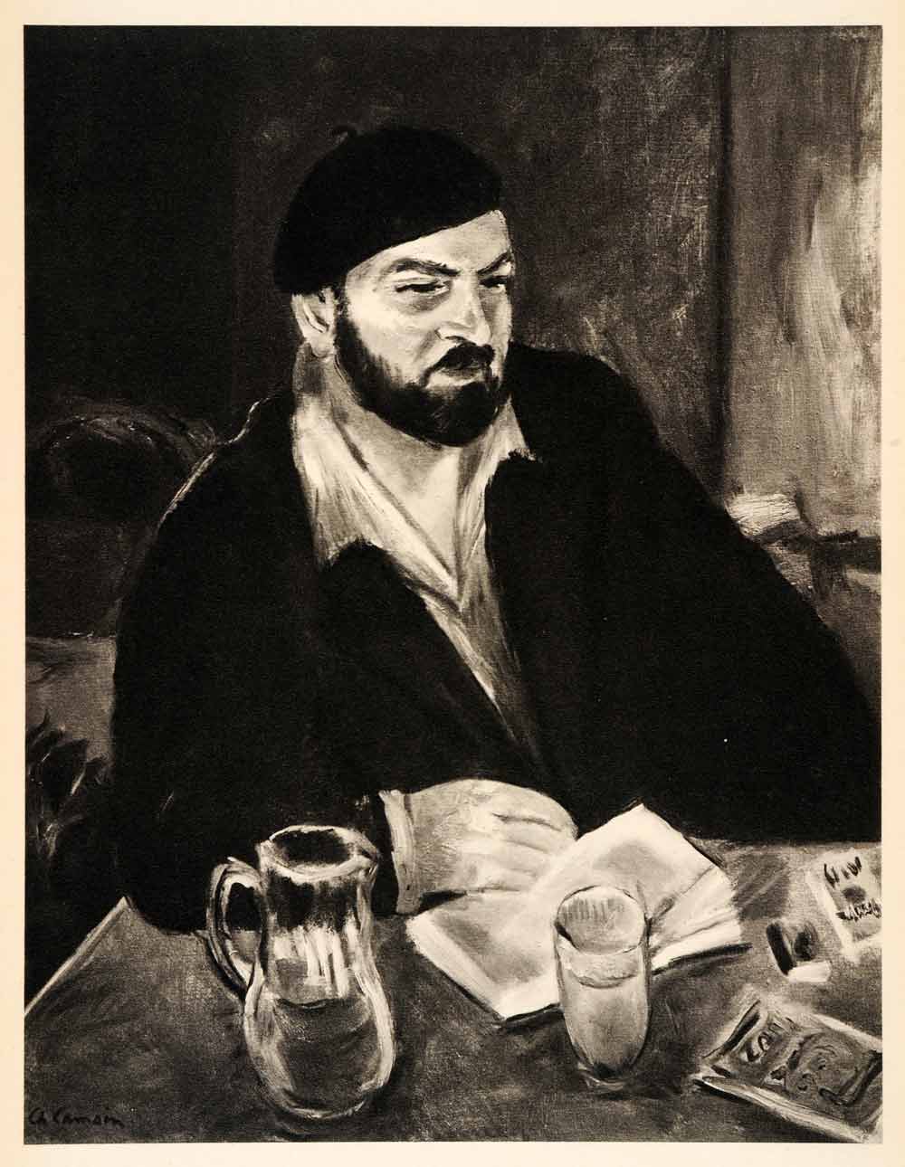 1939 Photogravure Charles Camoin Leon-Paul Fargue French Fauvism Reading XAM1