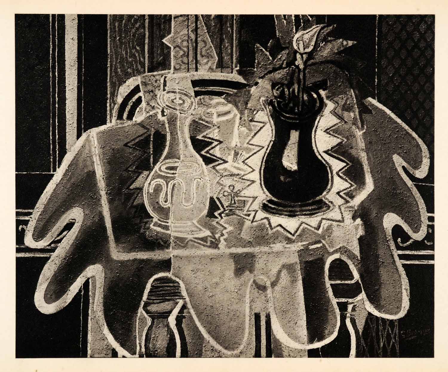 1939 Photogravure Georges Braque Still Life Flowers Vase Cubism Fauvism XAM1