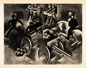 1939 Photogravure Roger Fresnaye Gunners Cubism D'Or Peteaux Orphist French XAM1