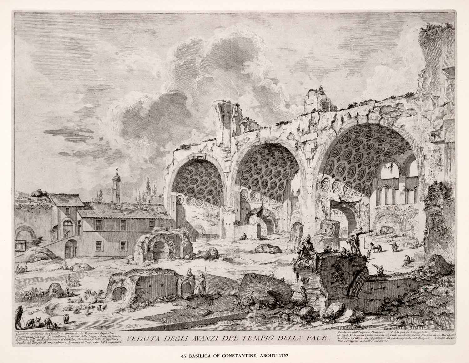 1952 Print Basilica Constantine Rome Italy Architecture Art Maxentius Nova XAM4