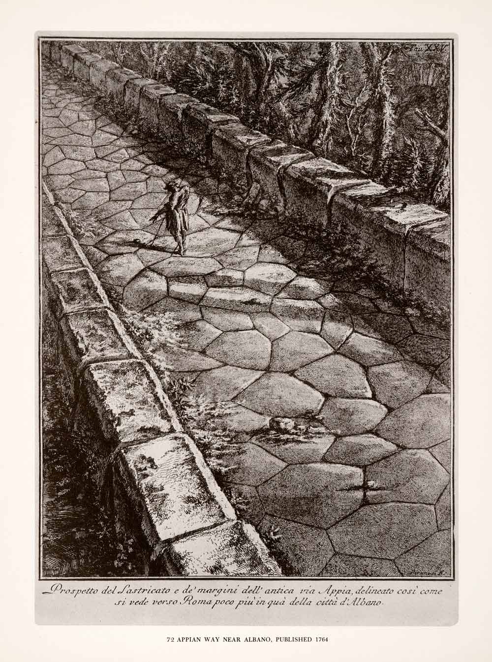 1952 Print Appian Way Roman Architecture Art Traveler Albano Italy Road XAM4