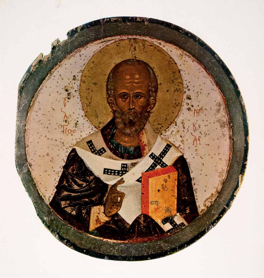 1963 Print Divine Icon Nikolaos of Myra Saint Nicholas Svet